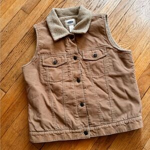 Y2K Old Navy Tan Corduroy Jacket with Sherpa Collar